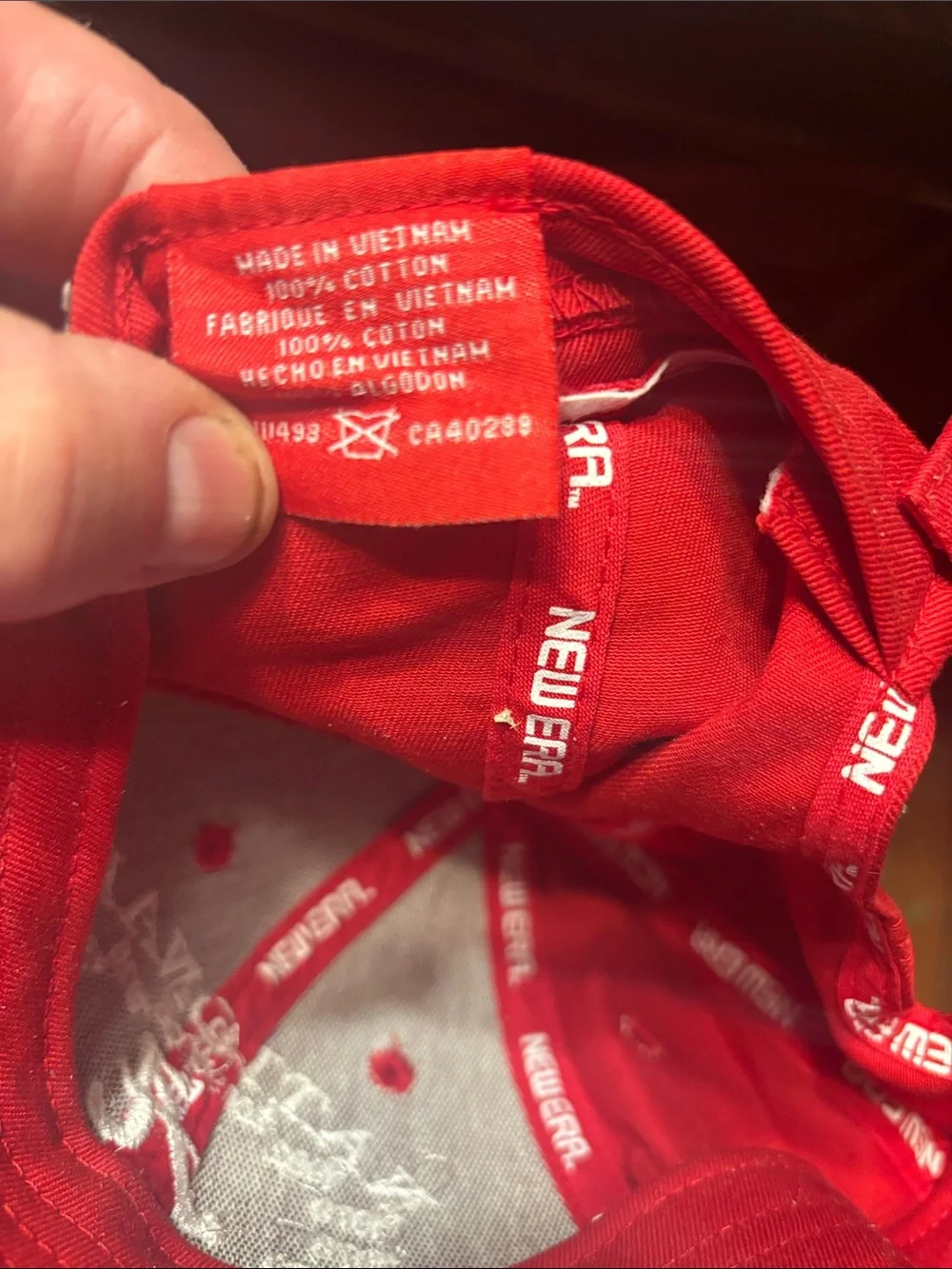 New Era Red 'National Champions' football Cap with White Embroidery